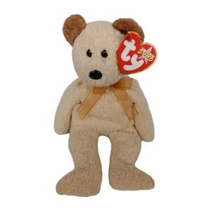 Ty Beanie Babies "Huggy" Beige Teddy Bear 8.5" 2000 Plush Toy Animal‎ MWMT #Ty12